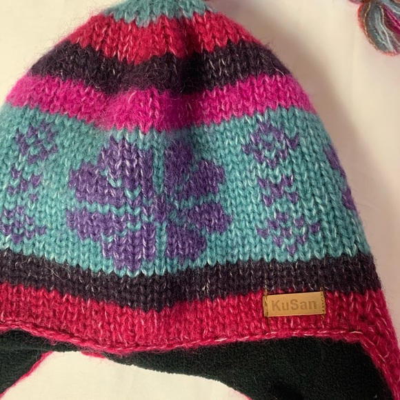 multicolor mohair/wool blend Kusan beanie. - Picture 1 of 5